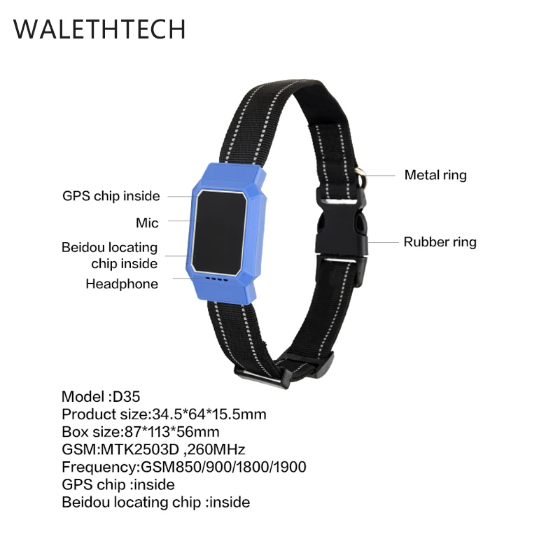 

Mini Waterproof GPS Pet Finder Tracker Anti-lost Locator Car Collar Smart Monitor pets GPS location pedometer history route D35