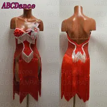 latin dance dress women Sexy Red fringed dress for latin dancing,tango dress,custom-made handmade