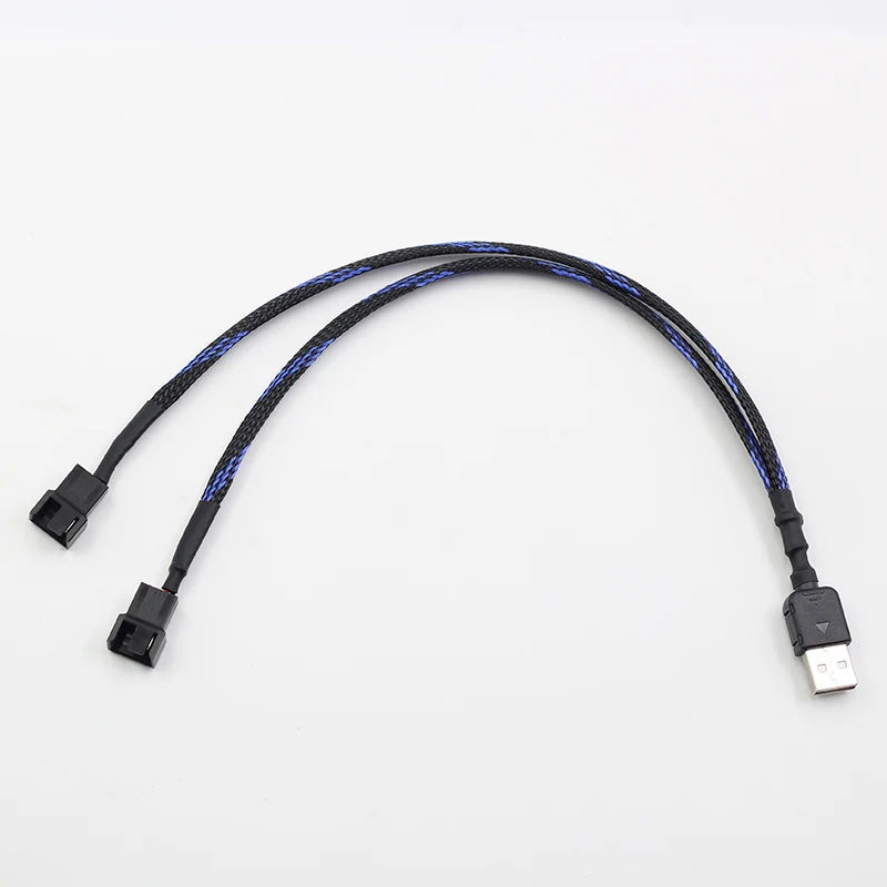 

New USB to 2-3x 3/4-Pin PWM 5V USB Sleeved Dual Fan Power Adapter Cable 30cm/60cm