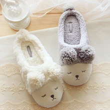 Pantuflas Pantofole Donna Animal Men Shoes Mujer Slippers Women Home Winter Cute Short Plush Squinting Sheep Chinelo Masculino