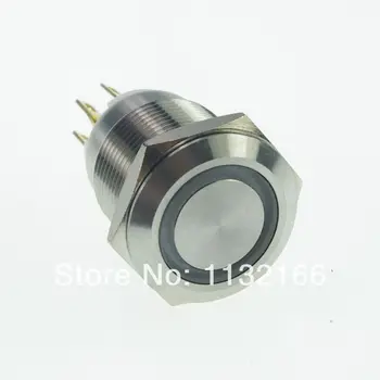 

19mm LED Color Orange Stainless Steel Ring illuminated Momentary Push Button Switch 1NO 1NC Pin Terminal Waterproof