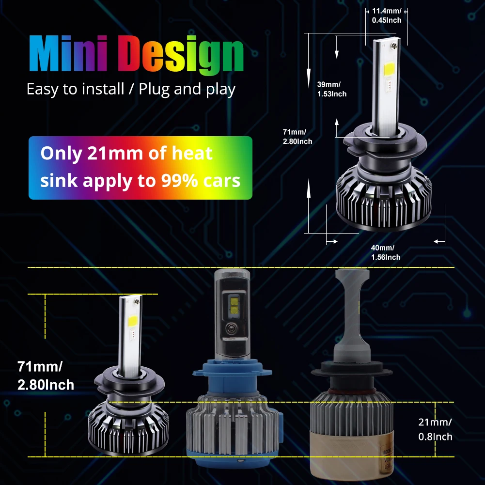 Монолитный блок rgb светодиодов фар H4 H7 светодиодный фар автомобиля лампы H1 H3 H11 H13 880 9005 9006 9012 светодиодный приложение Bluetooth Управление многоцветные 25W