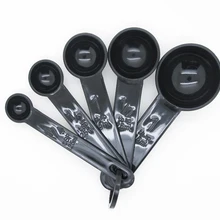 Набор из 5 мерных ложек столовая ложка чайная ложка сахар для чая чашка выпечка пряная еда класс пекарня пластиковая кухонная утварь черная игрушка