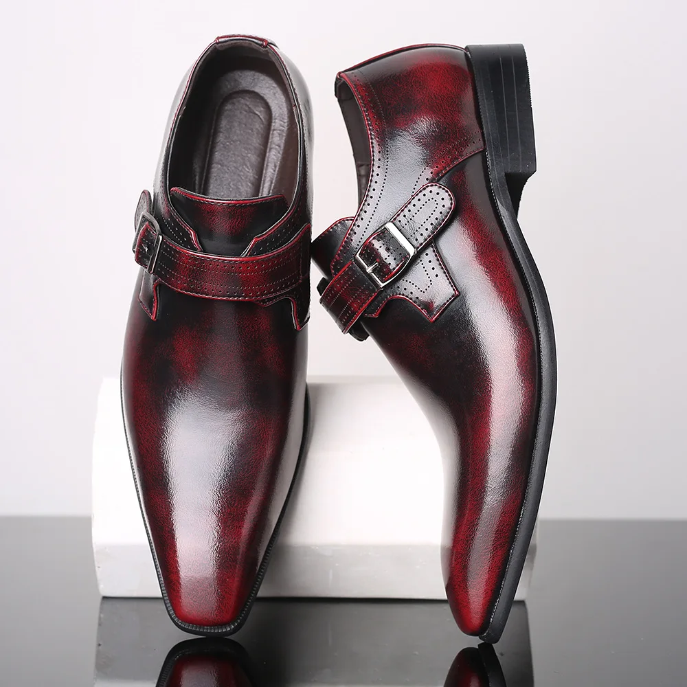 

New men's pointed British men's shoes with low heels and large size men's shoes