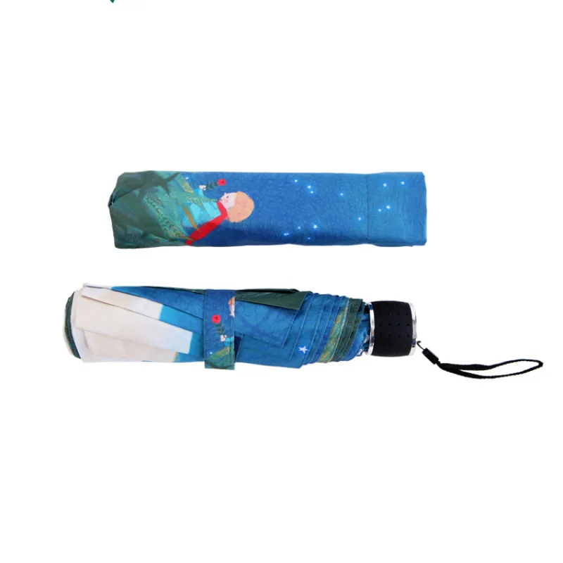 Складной зонт с рисунком лисы для мальчика, маленький складной зонт Le Petit Prince, тройной складной зонт, 8 Ребров, защищающий от ветра, рама для женщин, зонт