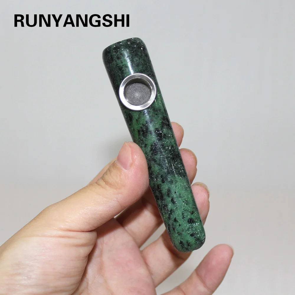 Wholesale Natural crystal stone Epidote Crystal Magic Wand Smoking Pipe Cigarette Healing With Metal Filter | Дом и сад