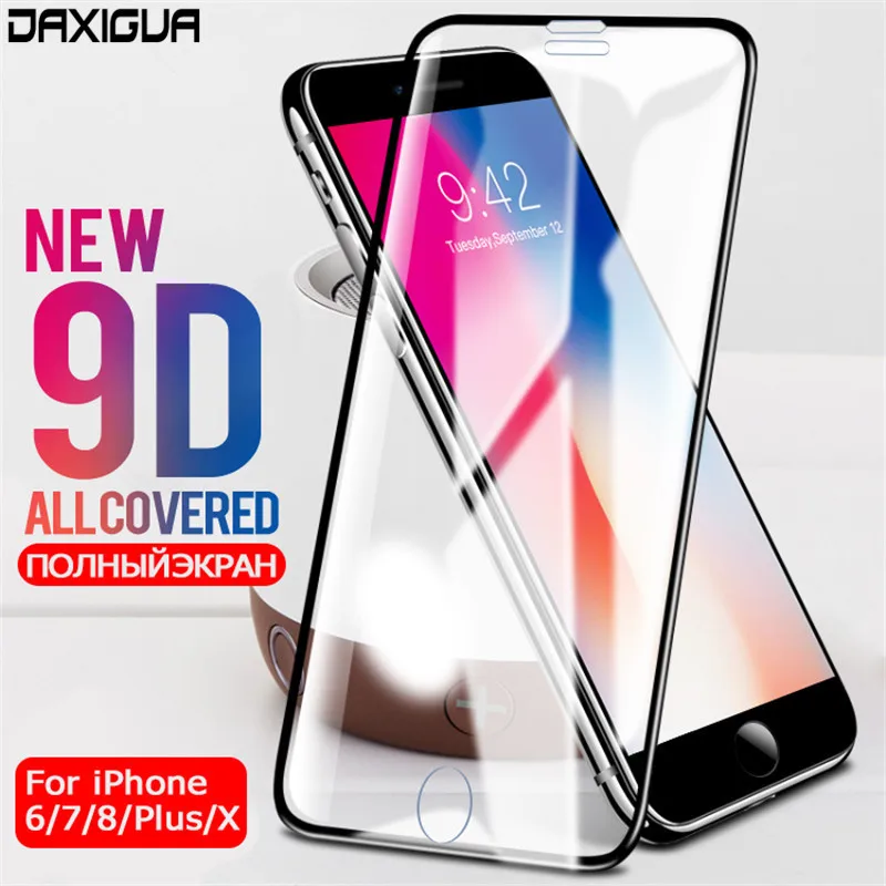 

DAXIGUA 9D Aluminum Alloy Tempered Glass For iPhone 6 6S 7 8 Plus Screen Protector Full Cover For iPhone X 8 5 SE 5s Glass Film