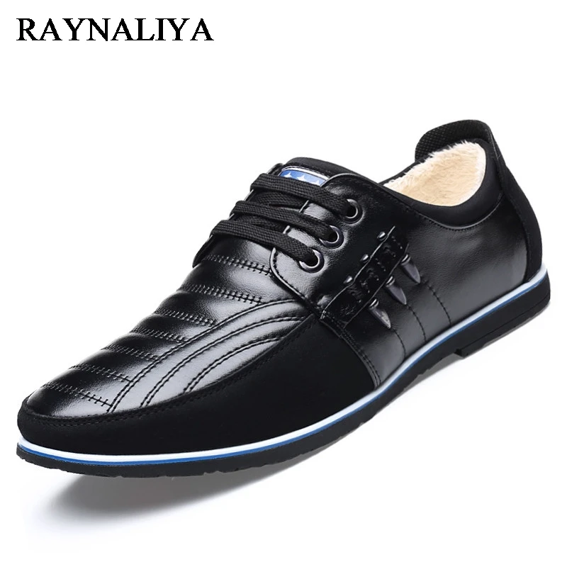 

High Quality Hot Sale Men Genuine Leather Shoes Winter Plush Velvet Men's Fashion Flat Shoes Lace Up Male Casual Shoes BH-B0002