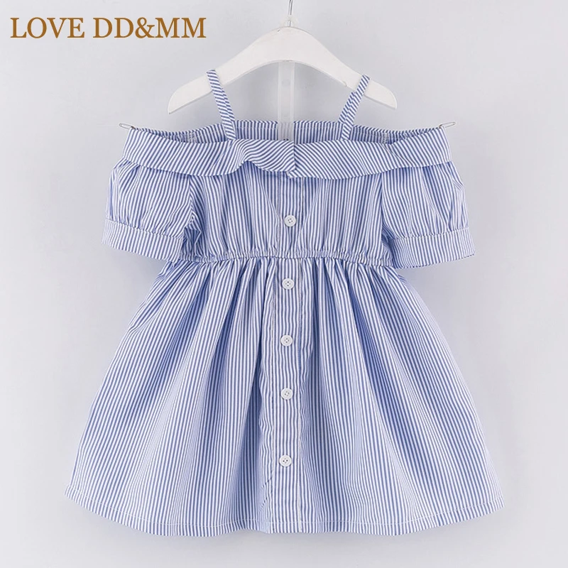 LOVE DD& MM/Одежда для девочек; платья г. Новые летние модные платья в полоску без бретелек с короткими рукавами+ повязка для волос