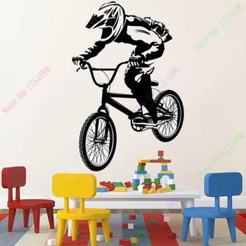 

Free Shipping BMX Bike Bicycle Biker Boys Wall Decal Vinyl Home Decor Wall Sticker Vinyl Wall Decorative Stickers Mural Poster