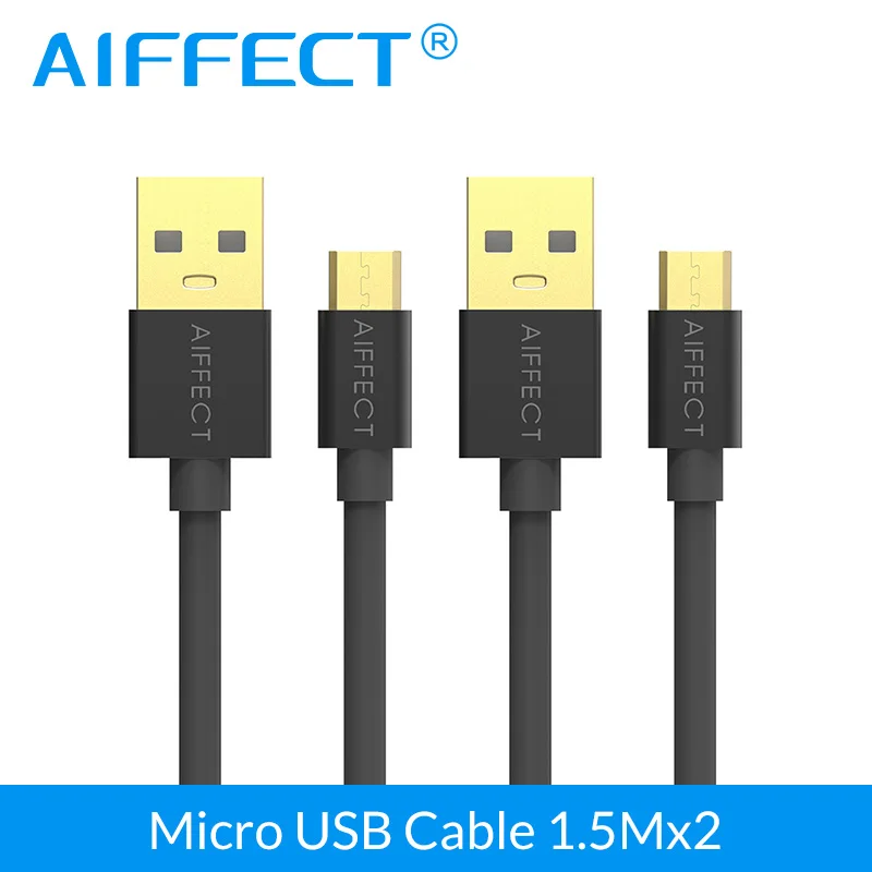 

AIFFECT (1.5M+1M)/Pack 5V3A 2x Micro USB Cable Fast Charging Mobile Phone USB Charger Cable Data Sync for Samsung HTC LG Android