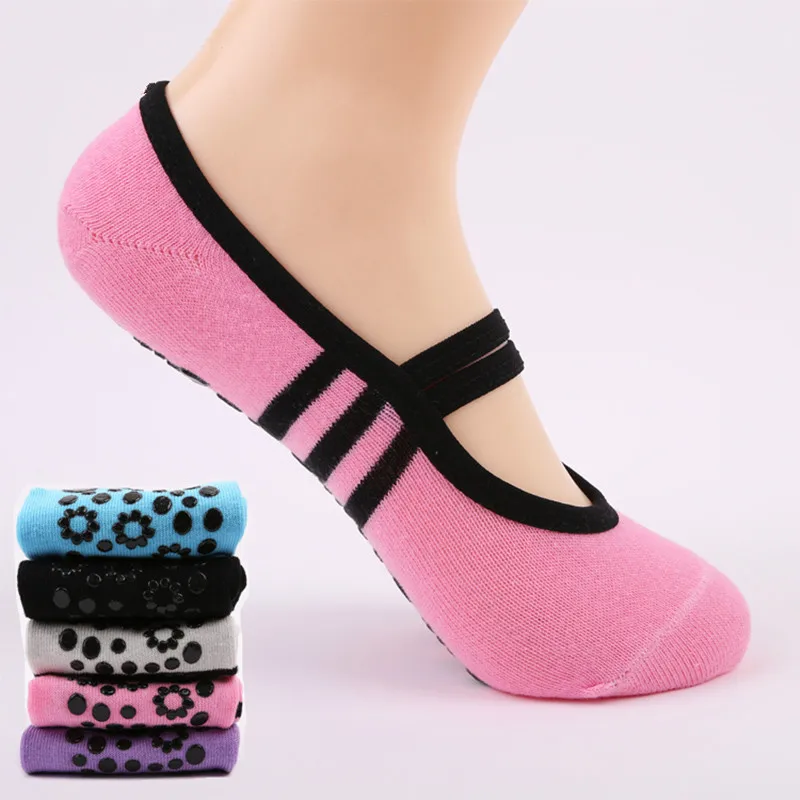 Women Anti Slip Bandage Cotton Sports Yoga Socks Ladies Ventilation Pilates Ballet Socks Dance