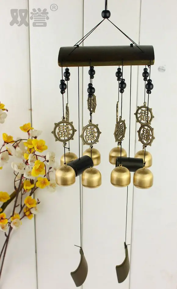 Double 8 copper bell wind chimes metal japanese style door hangings at