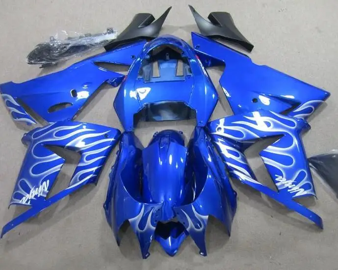 

New TOP ABS Motorcycle Fairings Kit Fit for kawasaki Ninja ZX-10R ZX10R 2004 2005 04 05 10R Bodywork Set Flame silver blue