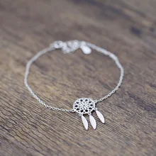 DreamySky 2018 prawdziwa czysta frędzel z liściem kolor srebrny bransoletki dla kobiet pulsera de plata Drop Shipping