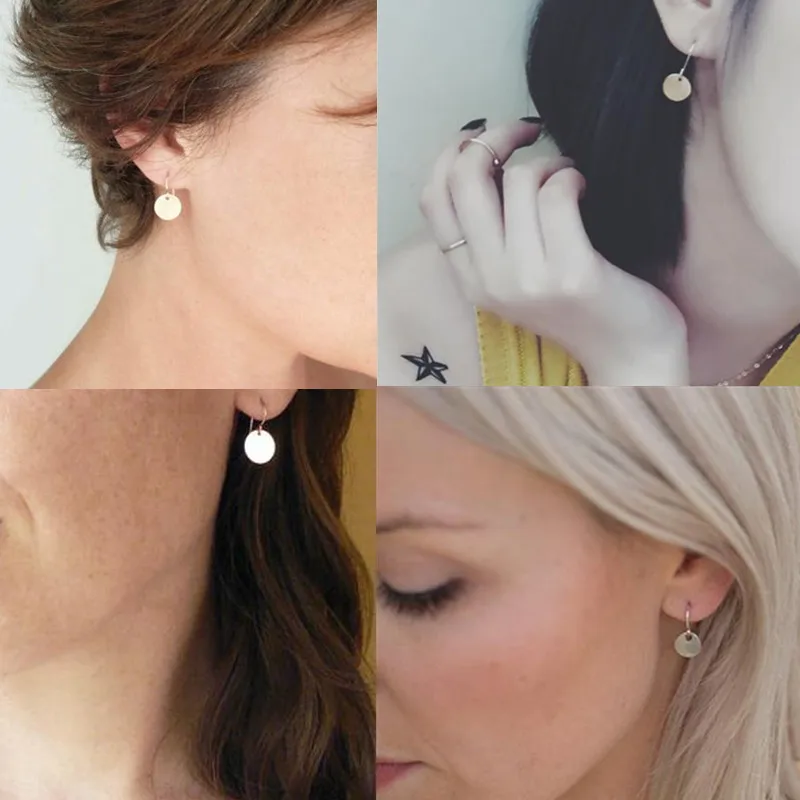 

Metal Round Earring Gold Sliver Fashion Jewelry For Women Girl Simple Personality Earring Stud Unique Jewelry Gift e042