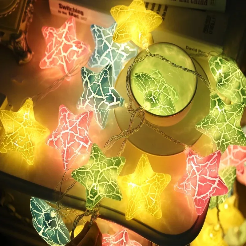 

1.5M 3M Ice Crack Star LED Light String Natal Fairy Lights Decoration For Home New Year Wedding Lights Garland Battery Powered