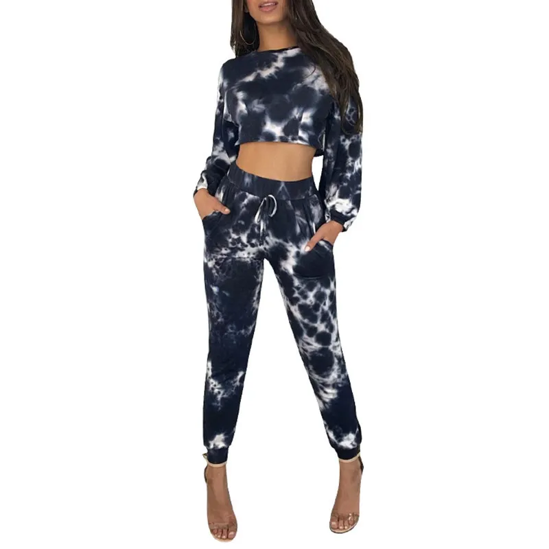 Autumn Winter Two Piece Set Sweat Suits Women Tracksuit Long Sleeve Tie