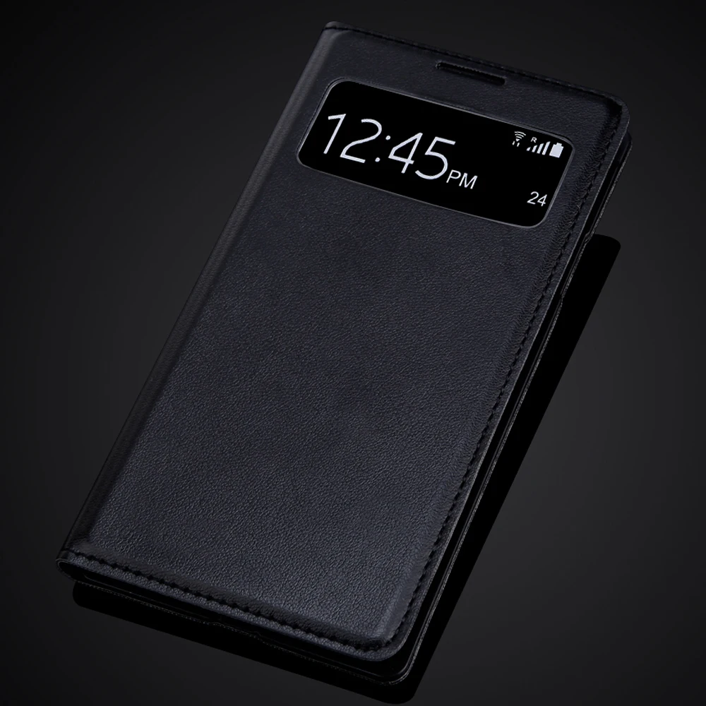 Кожаный чехол-книжка с окошком для Samsung Galaxy S4 SIV i9500 | Мобильные телефоны и