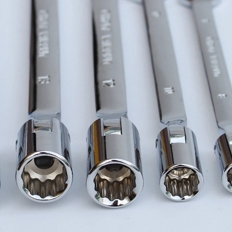 Набор торцевых гаечных ключей с трещоткой, комбинированный метрический 8-15 мм, открытый конец и гаечный ключ, набор универсальных ручных инструментов CR-V