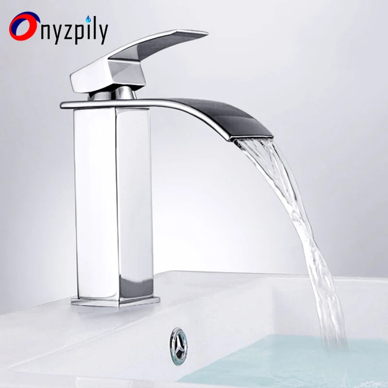 Onyzpily смеситель для раковины хромированный Водопад Носик латунный кран ванной
