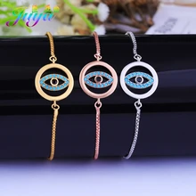 Новые регулируемые скользящие цепи браслеты золото/серебро/розовое золото злой глаз браслеты для женщин и мужчин подвеска-Шарм ручной работы браслеты