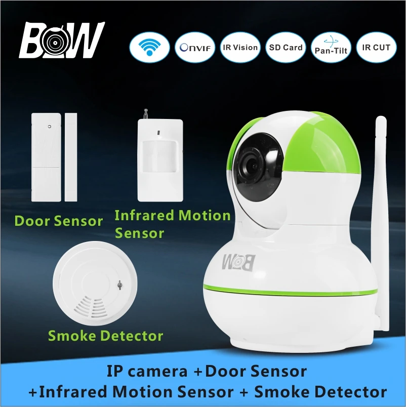 720P HD IP Camera Wi Fi Security +Door Sensor +Infrared Motion Sensor
