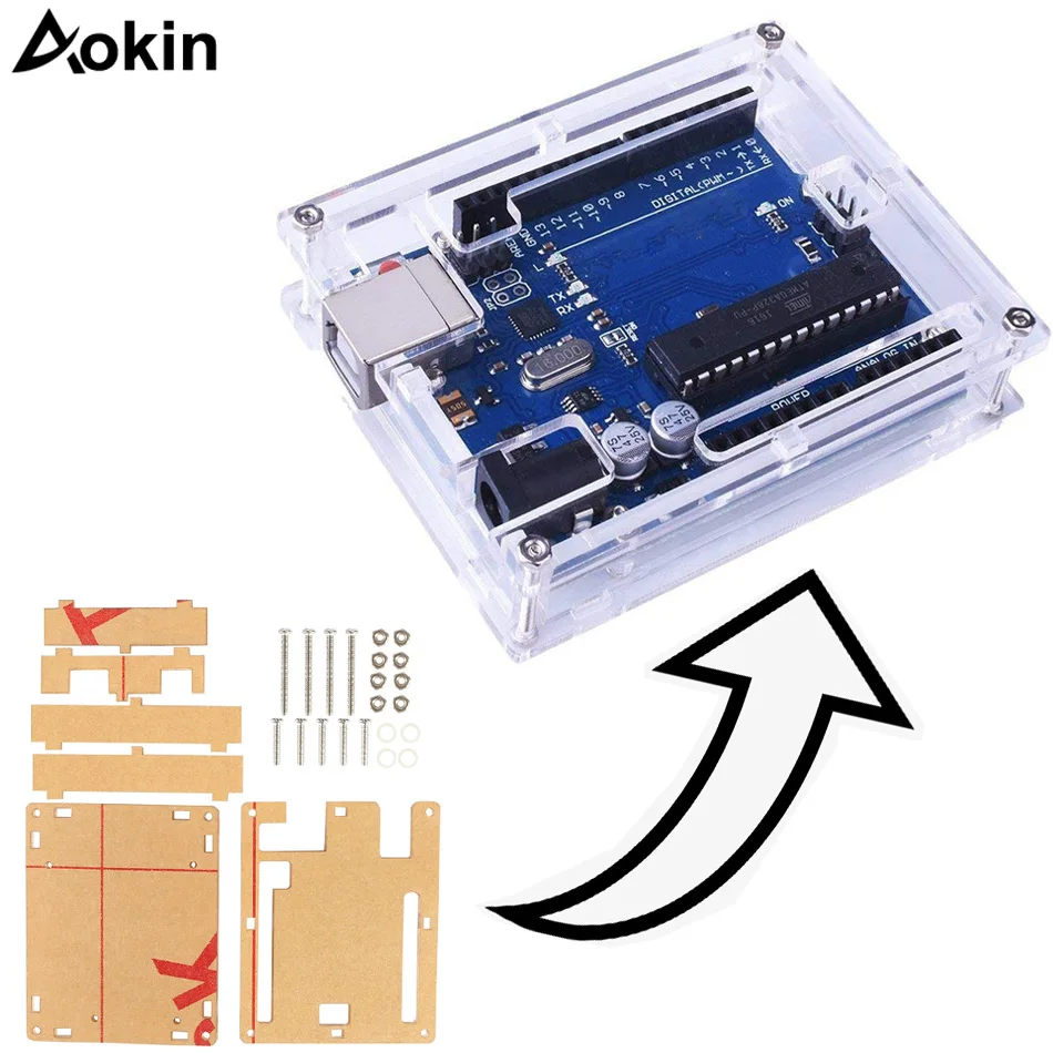For Uno R3 Case Enclosure Transparent Acrylic Box Clear Cover ...