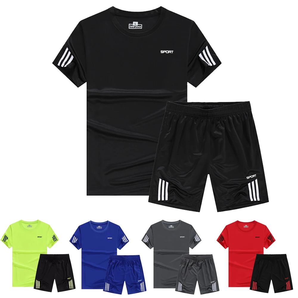 New Men Sport Running sets  , Soccer Training Tracksuits Jersey Summer Fitness Sportswear Gym sports Sets soccer jerseys
