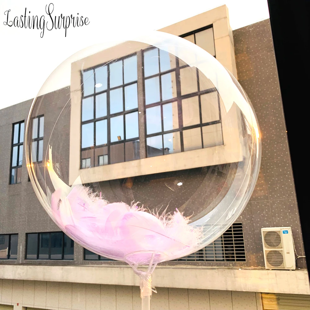 Transparent Bubble Balloons Wedding Birthday Feathers Sticker Feather Party Decor DIY Gifts Super Clear Helium Bobo Globos