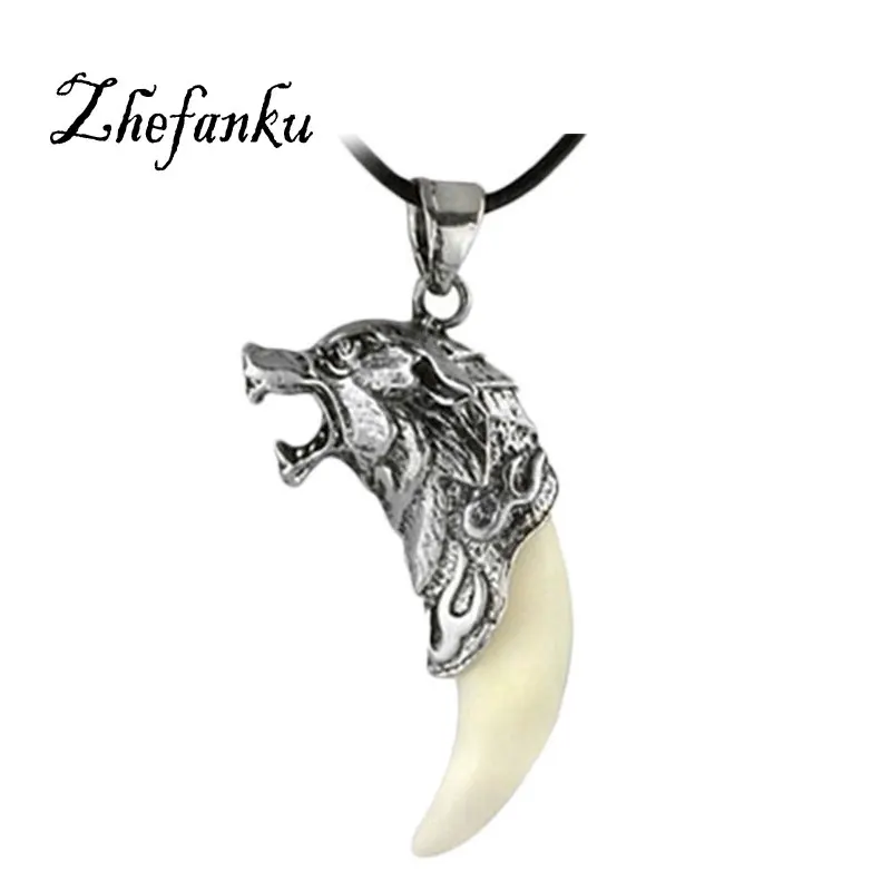 Charming font b Jewelry b font Evil Spirits Wolf Heads Shaped Pendant Necklace With Alloy Clavicle
