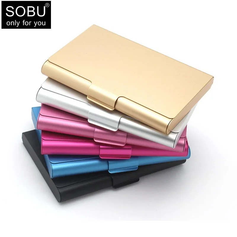 

New business card case stainless steel Aluminum Holder Metal Box Cover Credit Men business card holder card metal Wallet H100