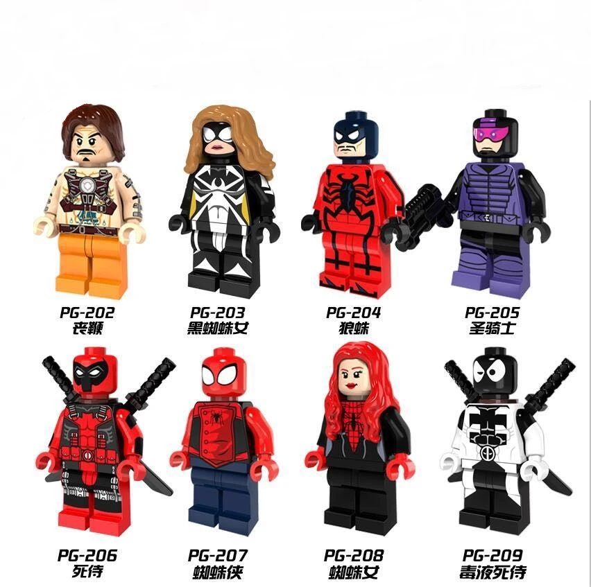 8pcs Mini Doll Venom Deadpool Spider Girl Spiderman Spider Woman The Dragon  Knight Building toys Super Heroes blocks bricks|Giá Để Dao| - AliExpress