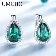 UMCHO Green Emerald Gemstone Clip Earrings 925 Sterling Silver Earrings For Women New Fashion Oval Birthstone Fine Jewelry Gift UMCHO Green Emerald Gemstone Clip Earrings 925 Sterling Silver Earrings For Women New Fashion Oval Birthstone Fine Jewelry Gift