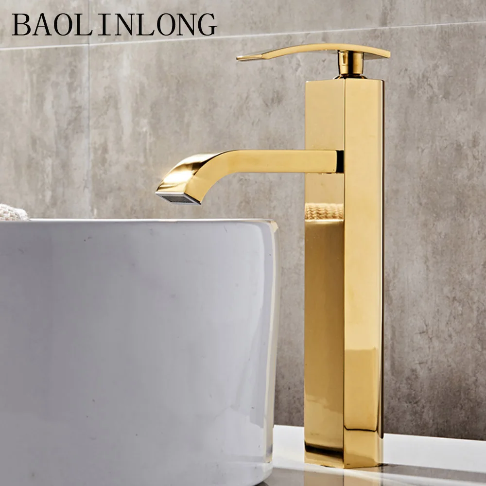 

BAOLINLONG New Style Deck Mount Brass Basin Bathroom Faucets Vanity Vessel Sinks Mixer Basin Faucet Tap