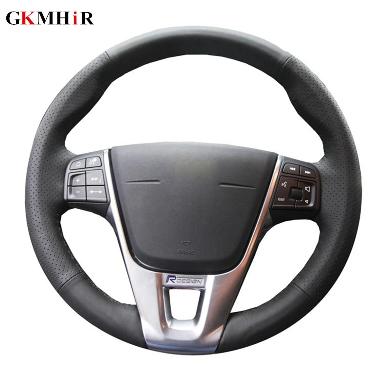 

GKMHiR Artificial Leather Car Steering Wheel Cover for Volvo V40 XC60 S60 LV60 S80L Special hand-stitched Steering Covers
