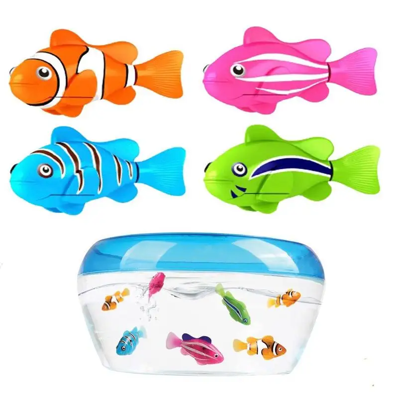 

4 Pieces/lot Swimming Electronic Fish Activated Battery Powered Bath Toy Fish Robotic Pets for Fishing Tank Decorating Fish Toys