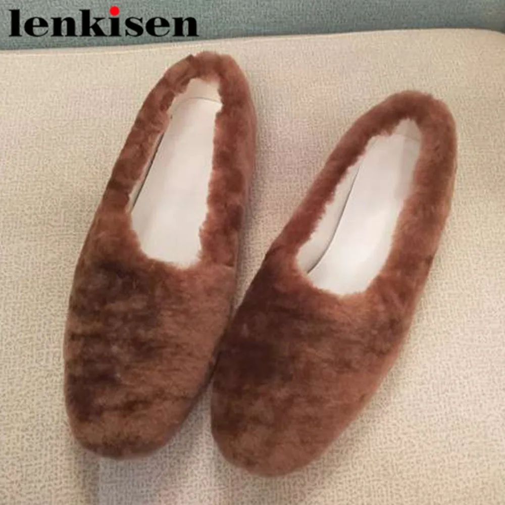

2019 concise design slip on luxury wool square toe flat with comfort sweet girls young lady handmade ballet vocation flats L9f8