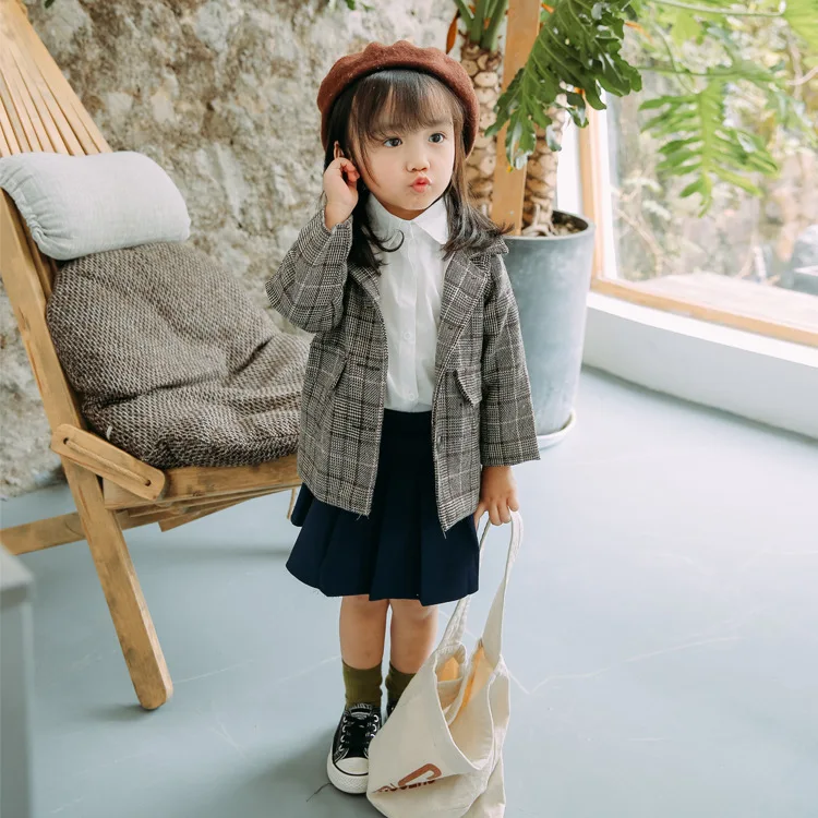

Autumn Korean New Children Girls Plaid Jackets Fashion Blazer Coats for Toddler Girls Kids Casual Wild Jackets Toddler Outwear