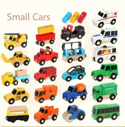 Деревянная многофункциональная Магнитная тележка для машины совместима с треками Обучающие милые игрушечные автомобили грузовые