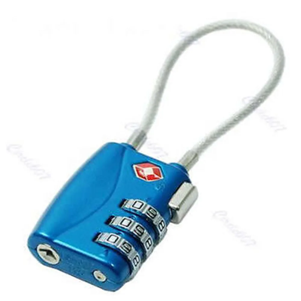 

"TSA Resettable 3 Digit Combination Travel Luggage Suitcase Lock Padlock Blue