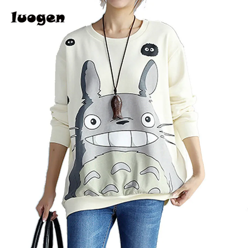 

My Neighbor Totoro Hoodies Female Harajuku Totoro Animal Printed Cotton Sweatshirts Women Long Sleeves O-neck Sudaderas Tops