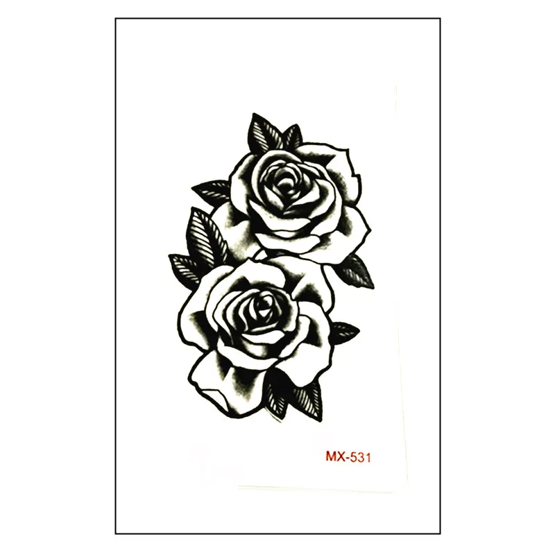 Новое поступление водонепроницаемый временные татуировки наклейки 10,5*6 см милые черные розы Переводные водяные татуировки Поддельные