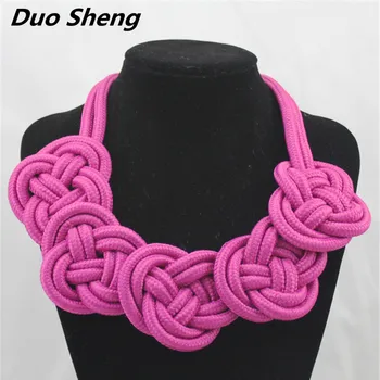 

2019 Europe United States popular hand-woven fluorescent cotton candy color exaggerated flower necklace