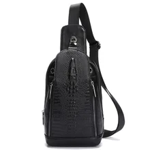 Высокое качество, мужская кожаная сумка через плечо, первый слой, Воловья кожа, Крокодиловая Кожа, узор, слинг, нагрудная сумка, Повседневная сумка