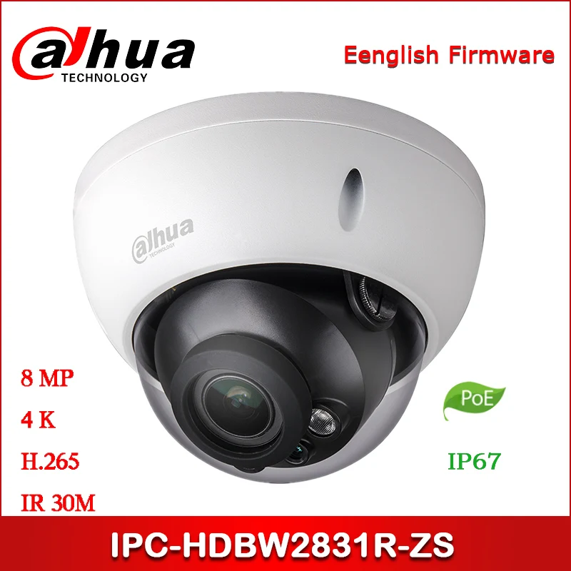 

Dahua IP Camera 4K IPC-HDBW2831R-ZS 8MP 3.7~11mm motorized lens WDR IR Dome Network Camera Security Camera