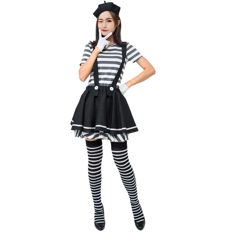 Женский маскарадный костюм Mime для взрослых художников во французском цирке