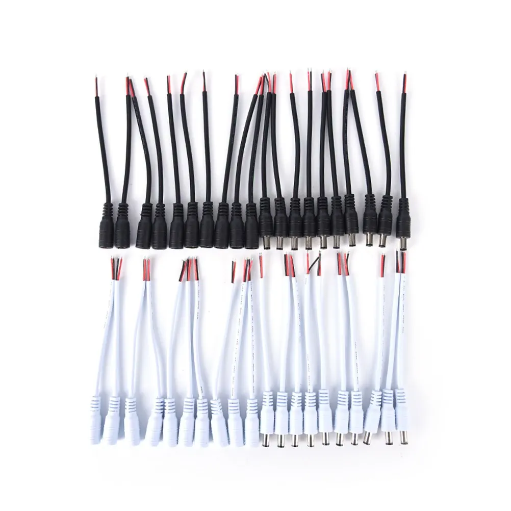 10pcs/lot 5.5x2.1 DC Female/male Connector Plug Cable Wire Connector For 3528 5050 LED Strip Light Led Power Supply Plug Connect