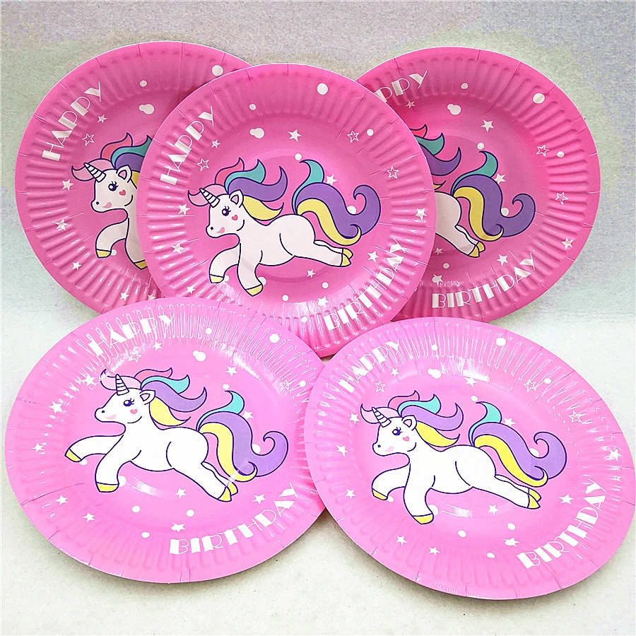 

10pc/set kids Birthday Party Supplies Unicorn Paper Plates Disposable Tableware Wedding Party Favors Decoration Cake Dish Plate