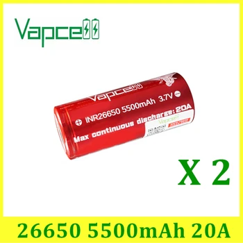 

2pcs new Vapcell 26650 5500mah 20A Li-ion battery 3.7v Rechargeable vape cell for smoke IMR E-CIG Battery vs keeppower original